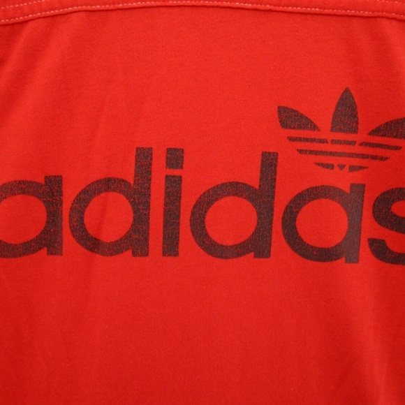Adidas Shirt Adult Medium Vintage 1970s Silent Ringer Spellout Logo Orange Mens - Picture 2 of 14